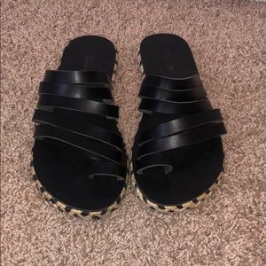 black AE sandals